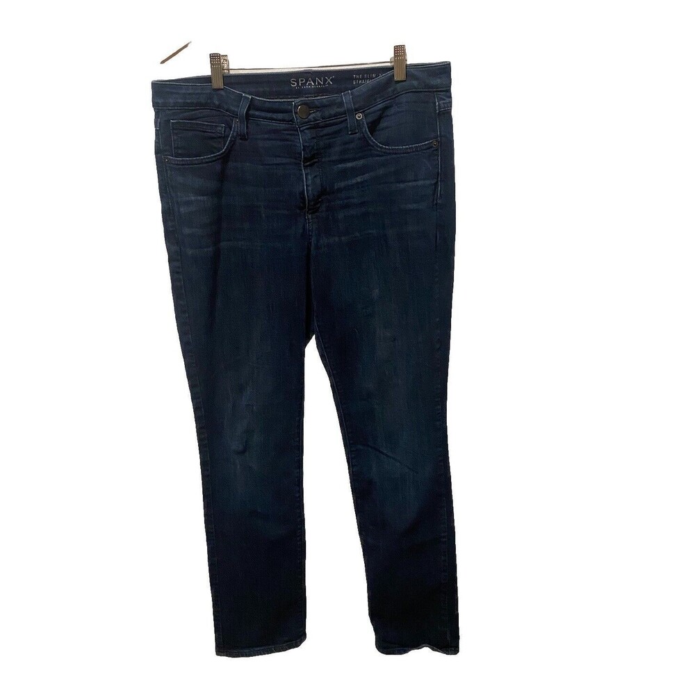 Spanx The Slim X Straight Dark Wash Jeans Sz 31